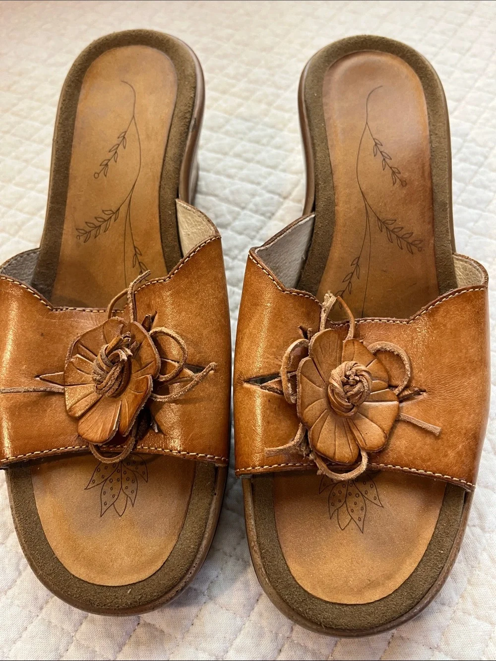 Dansko leather wedge slide sandals size 7